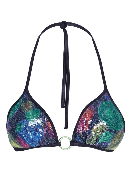 MargaritahЧерный топ купальника с разноцветными пайетками Margaritah