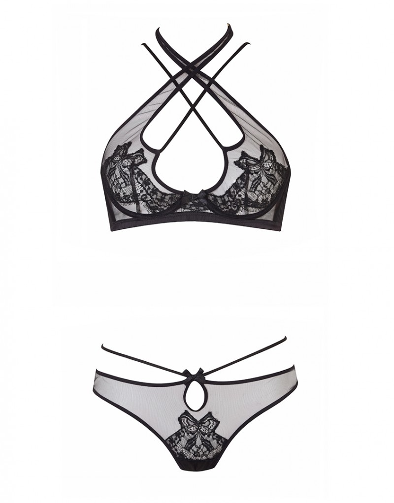 ElianaЧерный мягкий бюстгальтер-топ с кружевом Eliana