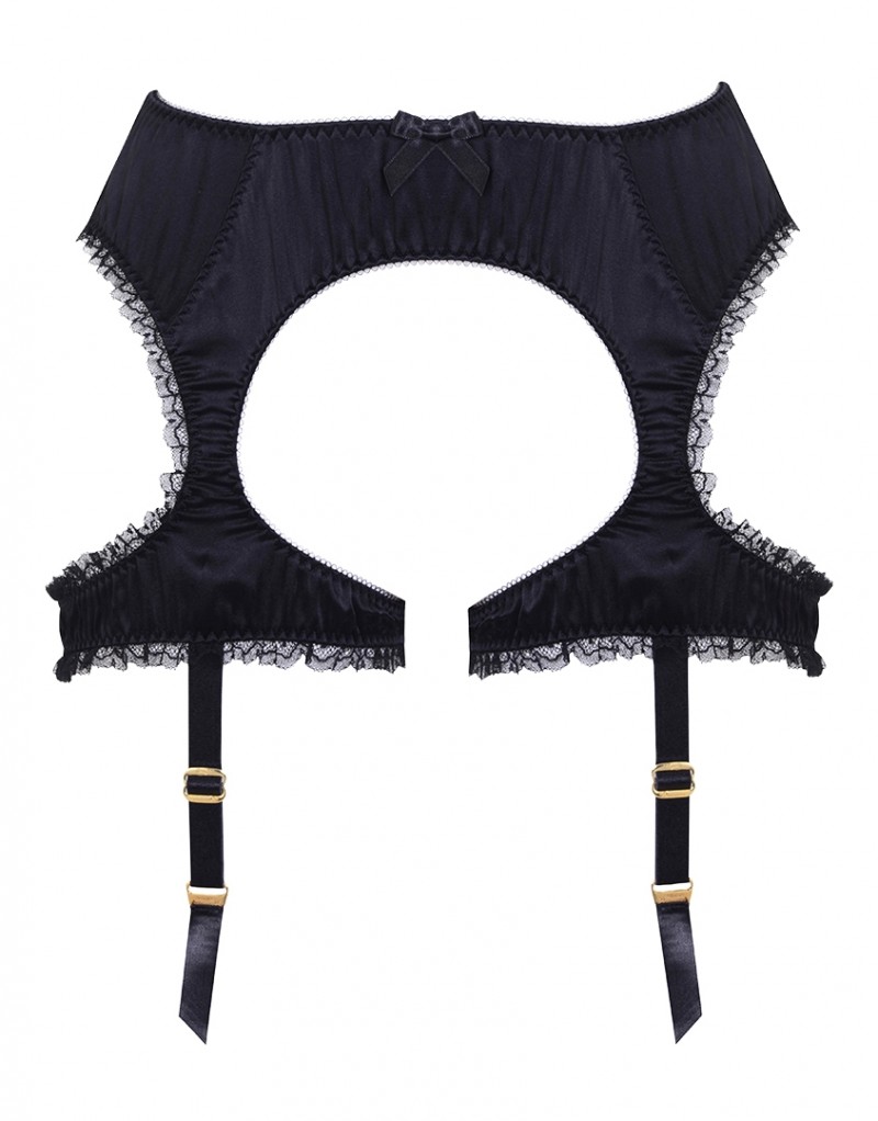 FelindaЧерный шелковый пояс для чулок Felinda