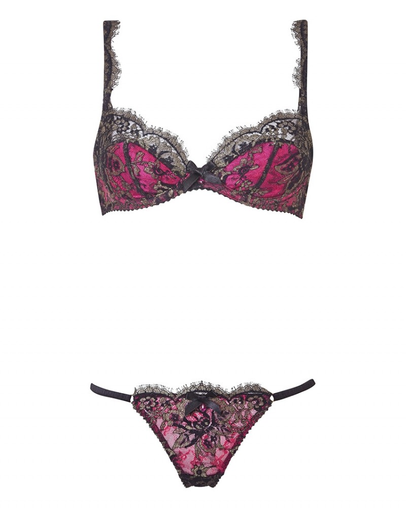 YesmineЧерно-розовый бюстгальтер Yesmine