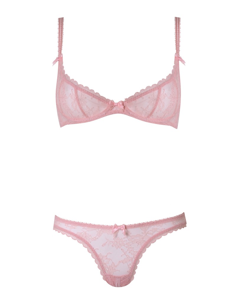 HindaБюстгальтер с открытой чашкой из кружева пудрового цвета Hinda