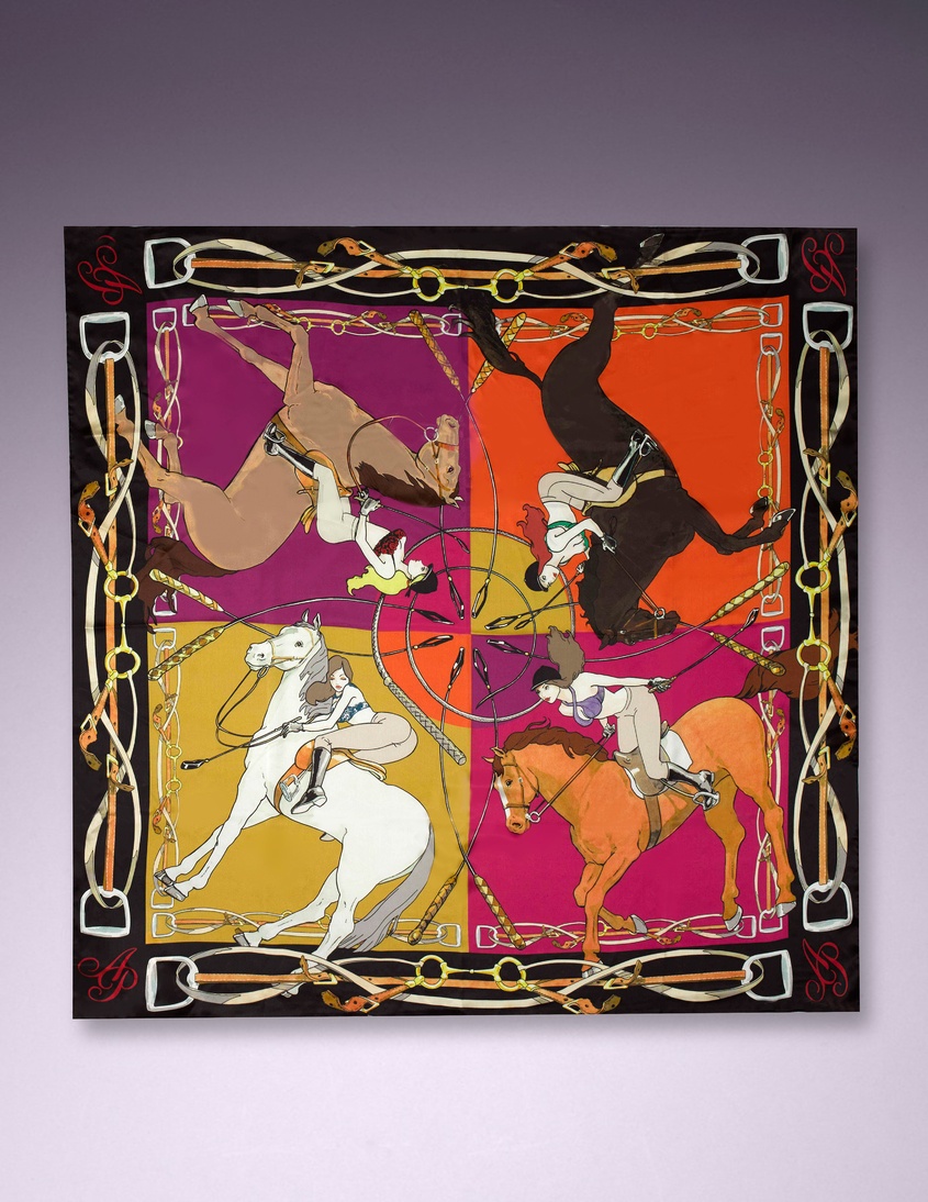

Шелковый платок Horse Print желто-оранжевый