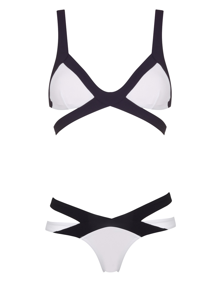 Бело-черный лиф купальника Mazzy