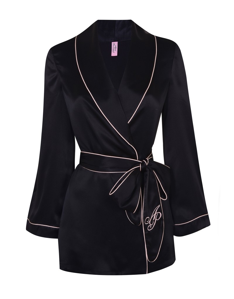 Черный шелковый верх пижамы Classic