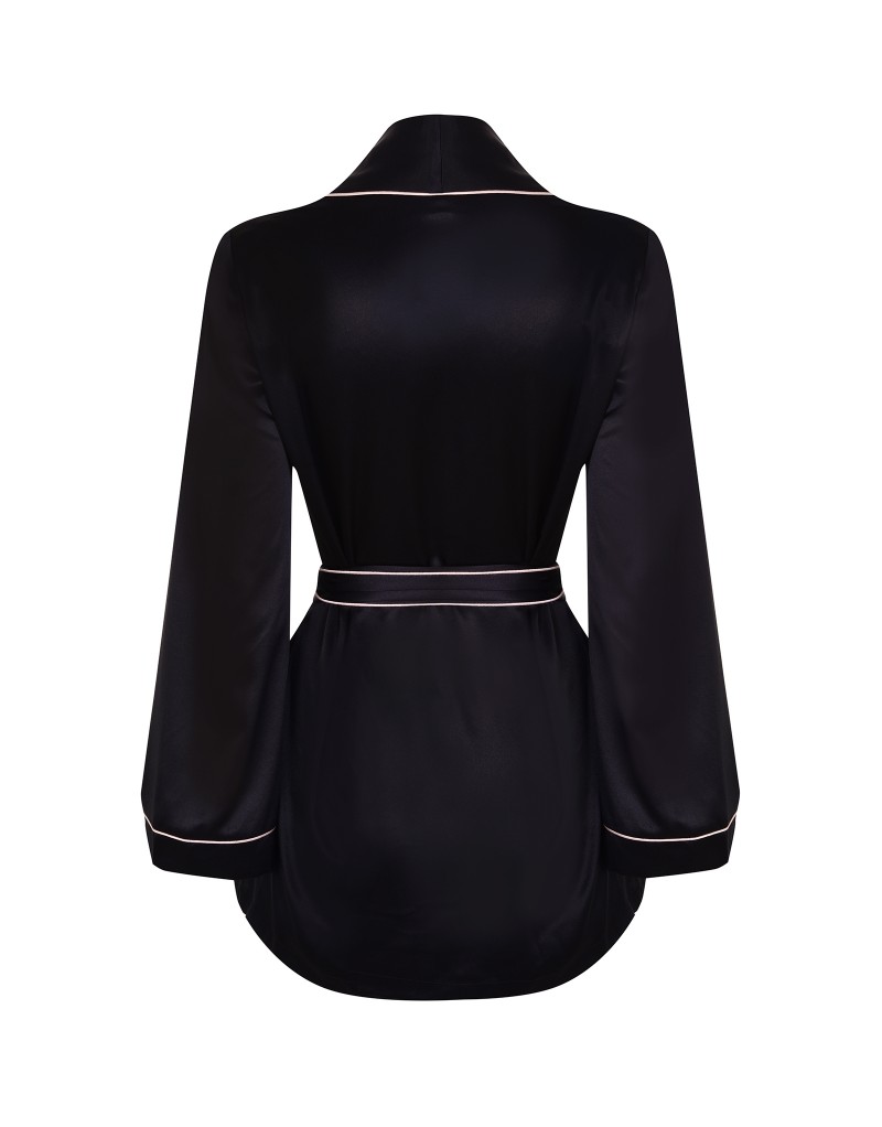 Черный шелковый верх пижамы Classic