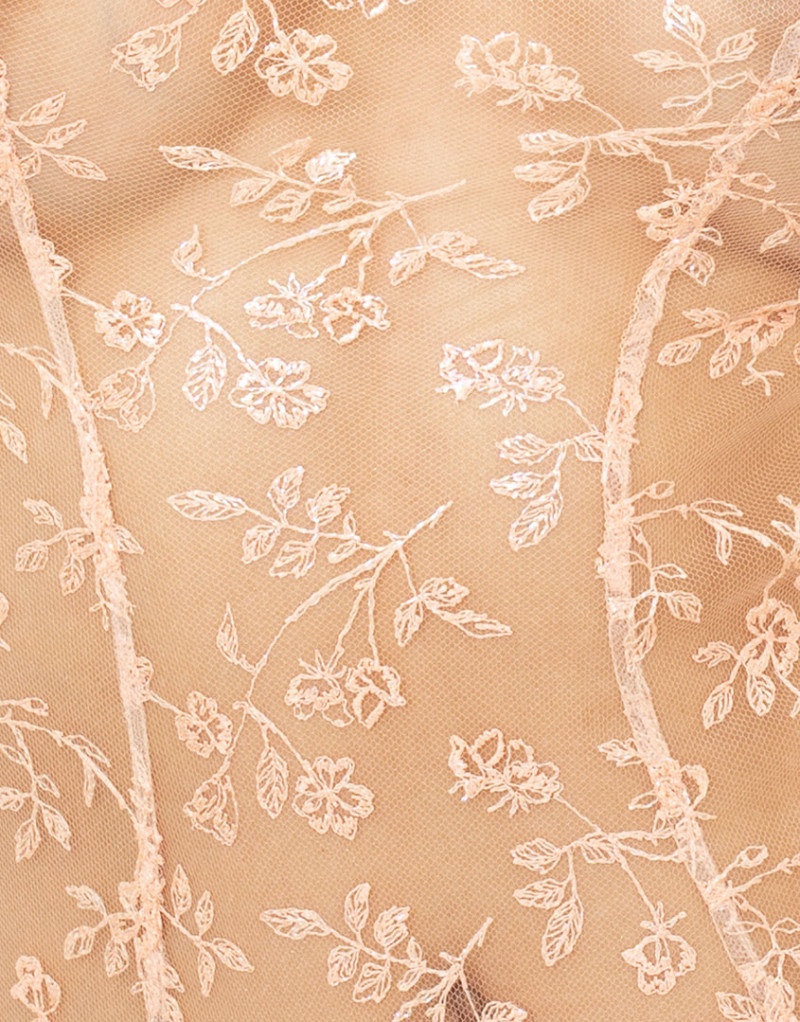 Прозрачное боди персикового цвета с вышивкой Zadi