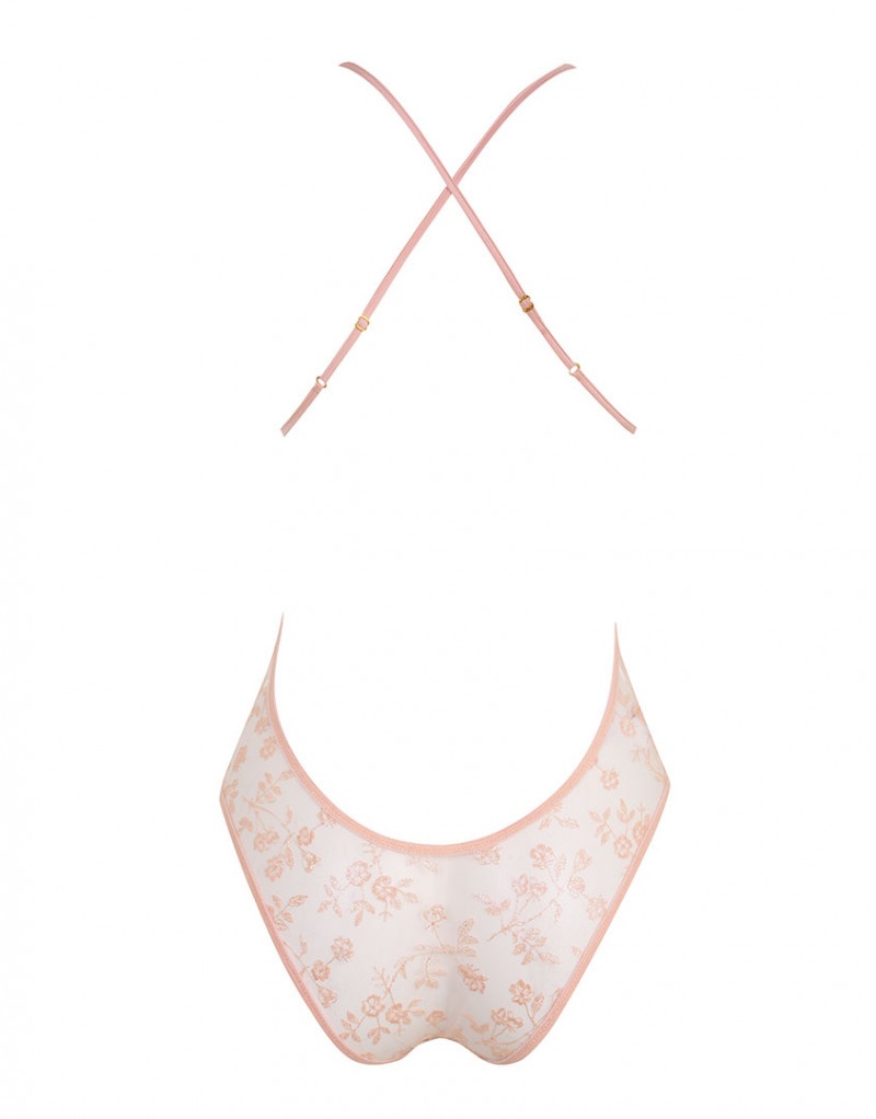 Прозрачное боди персикового цвета с вышивкой Zadi