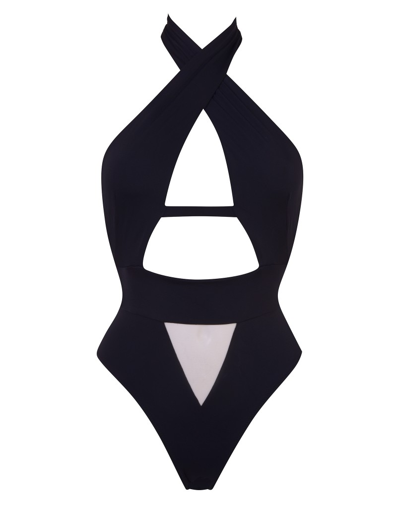 Черный слитный купальник-монокини Anja