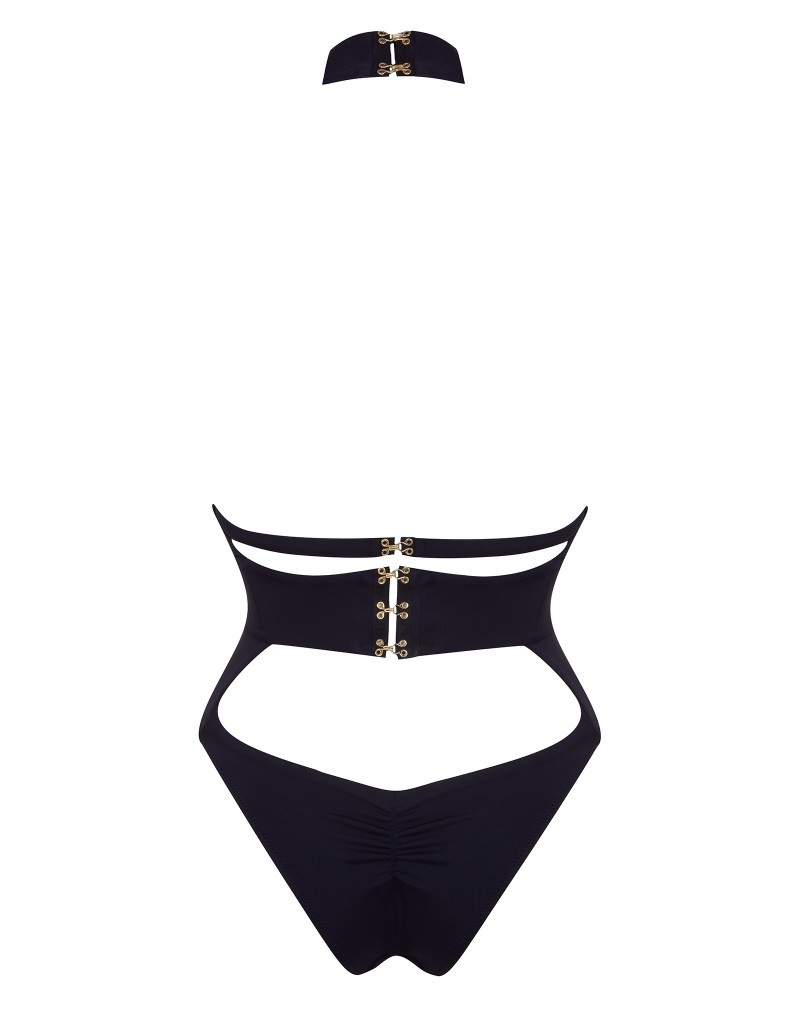 Черный слитный купальник-монокини Anja
