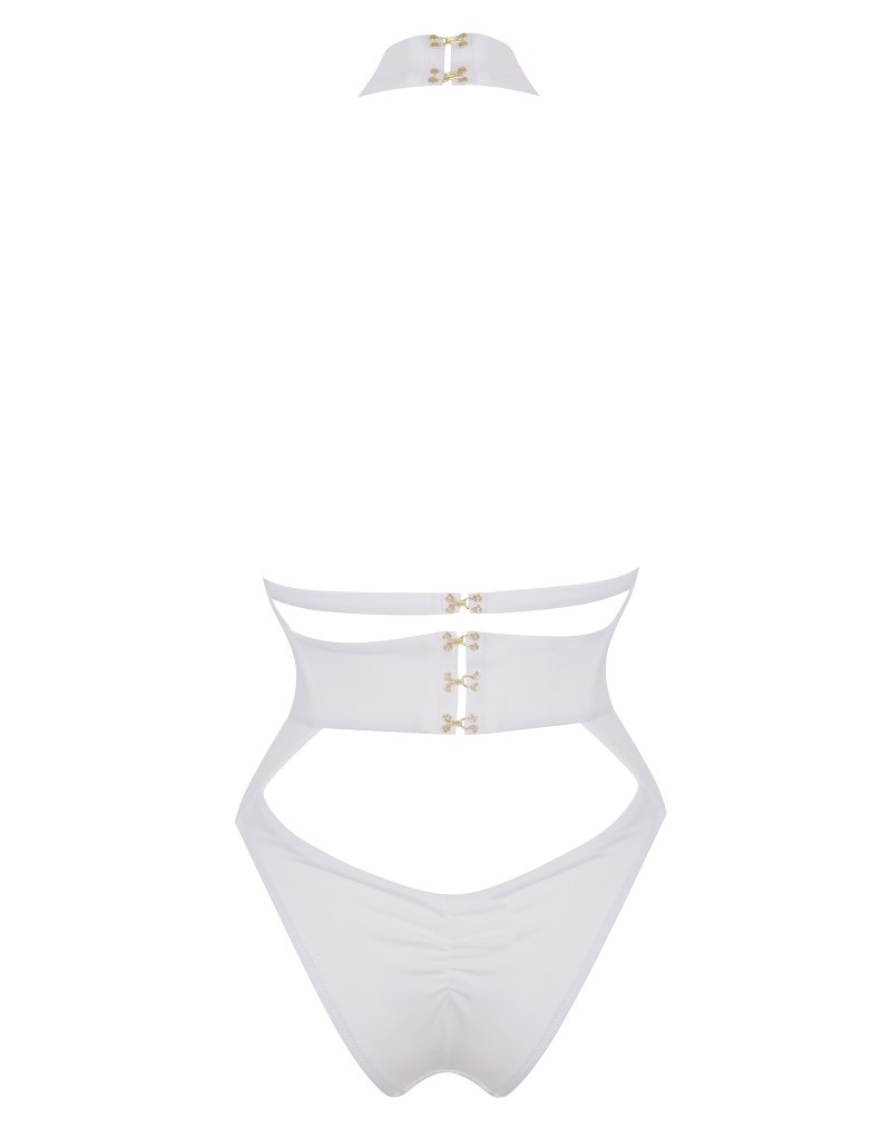 Белый слитный купальник-монокини Anja