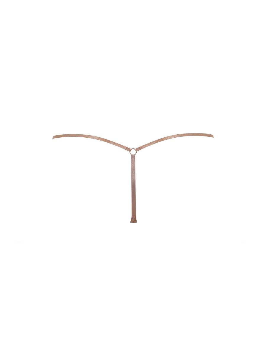 Нюдовые трусы стринги с вышивкой бисером и пайетками Giana