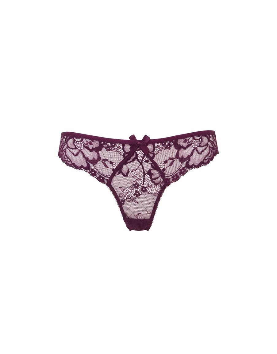 Кружевные классические трусы бразилиана сливового цвета Carmella