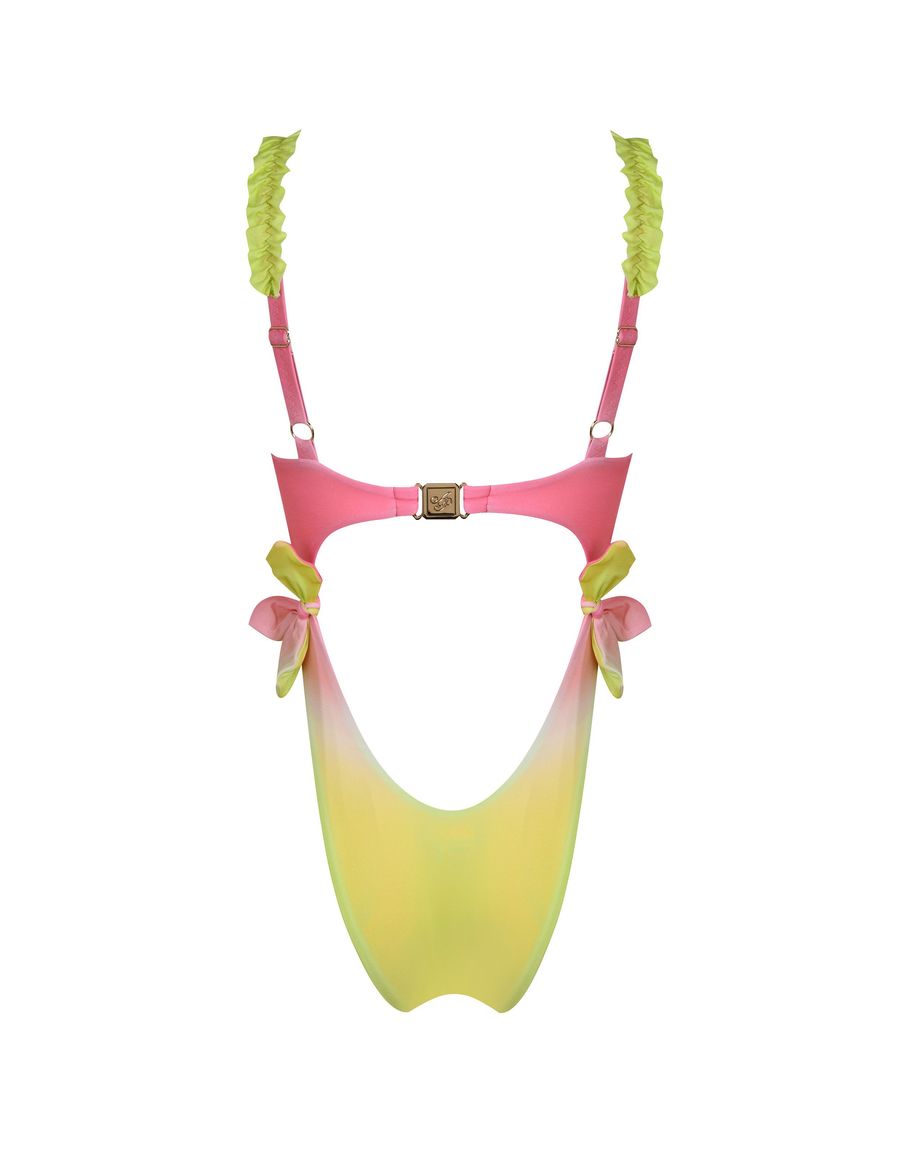 Розовый слитый купальник-трансформер с градиентом Nemi