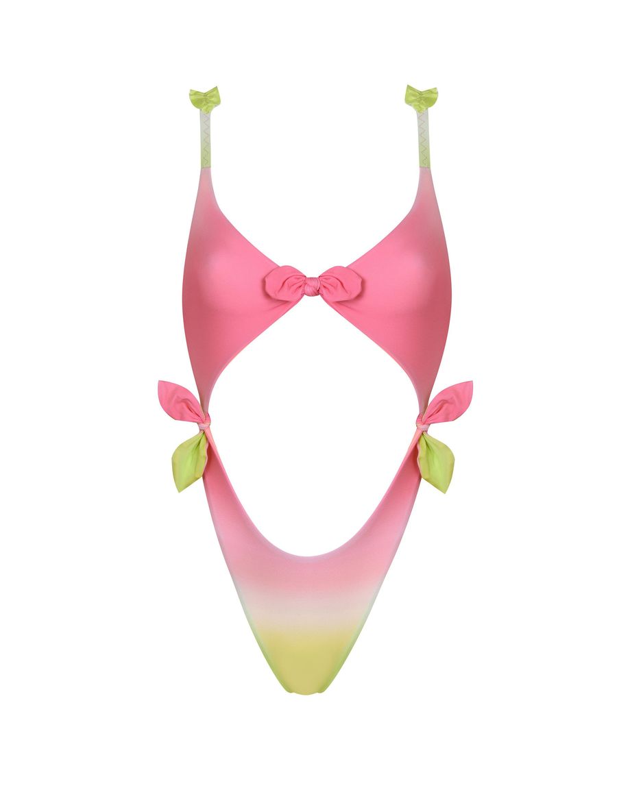 Розовый слитый купальник-трансформер с градиентом Nemi