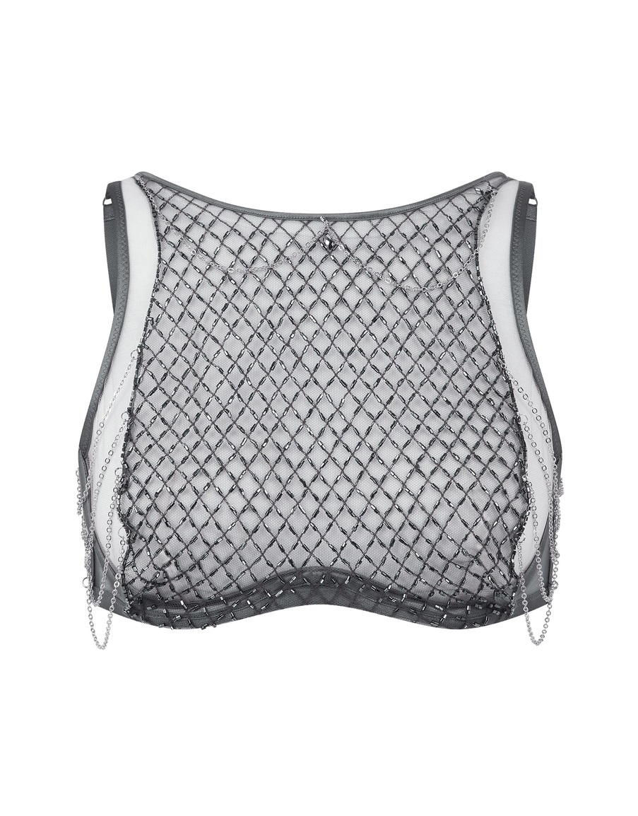 Серебристый бюстгальтер-топ на косточках Chrystelle