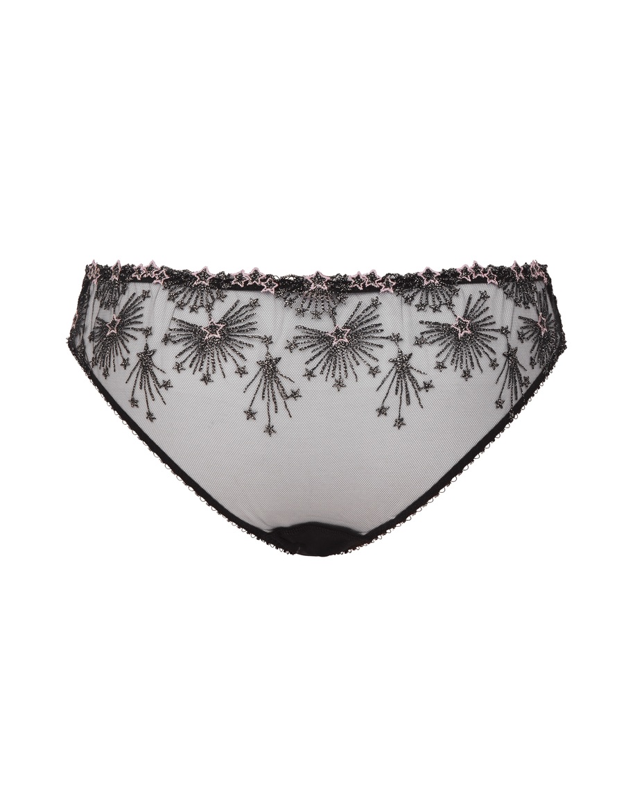 Черные классические трусы с розовой вышивкой Kaylie