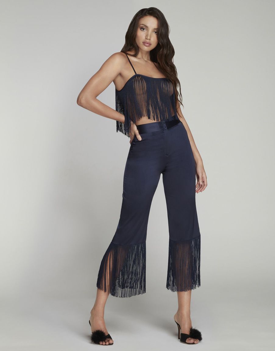 Топ-майка из темно-синей бахромы Nevada