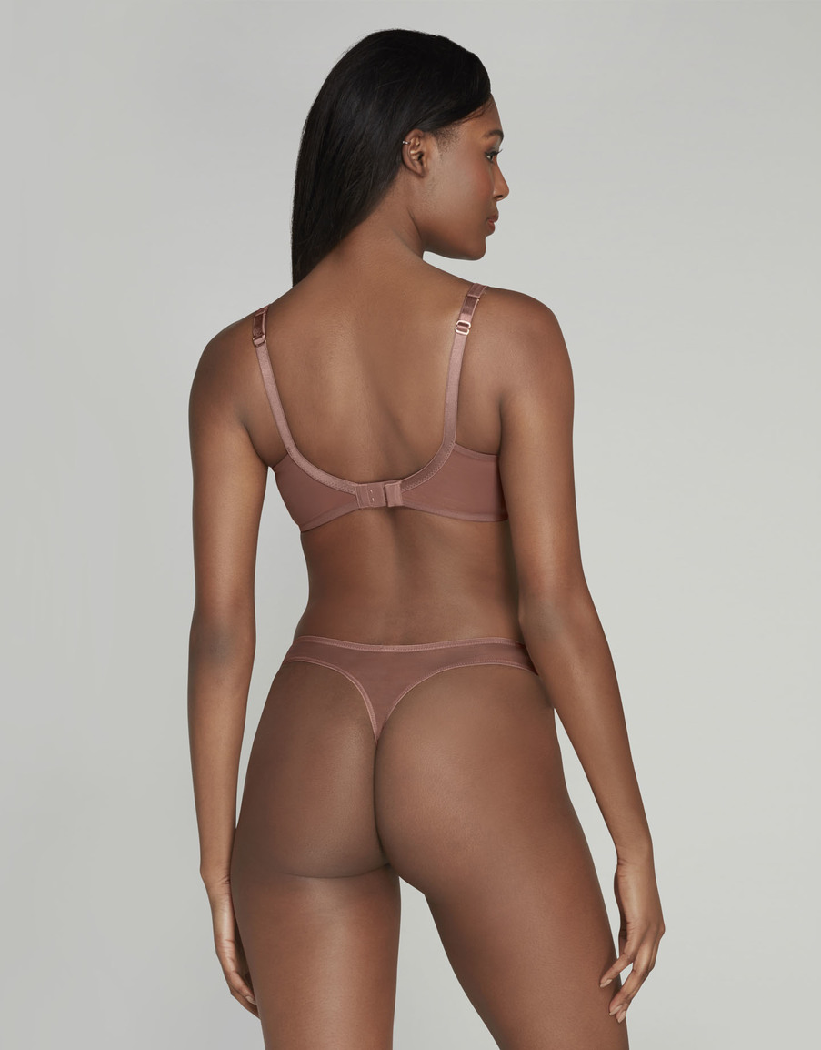 Кофейные прозрачные трусы стринги Lucky