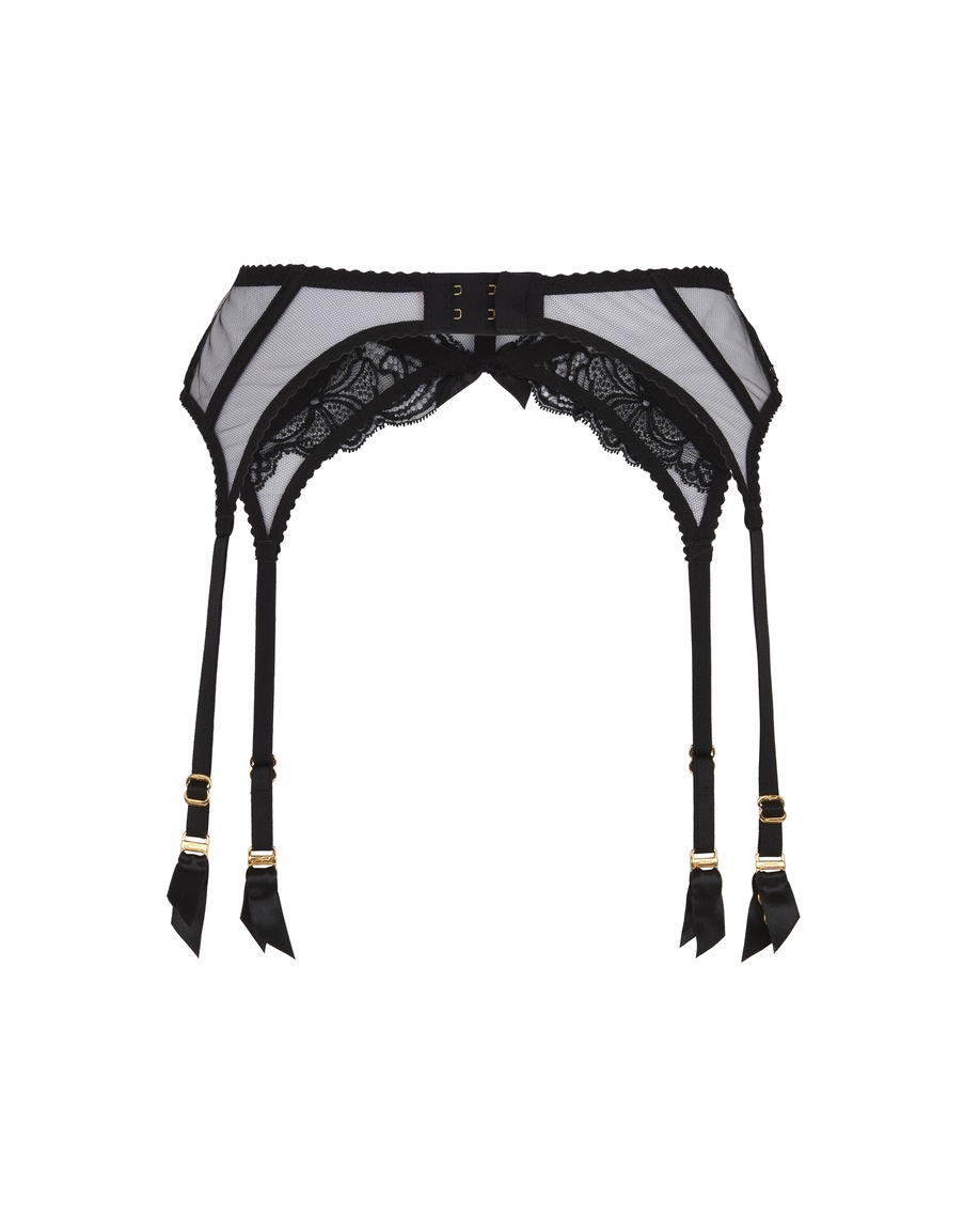 Черный кружевной пояс для чулок Rozlyn