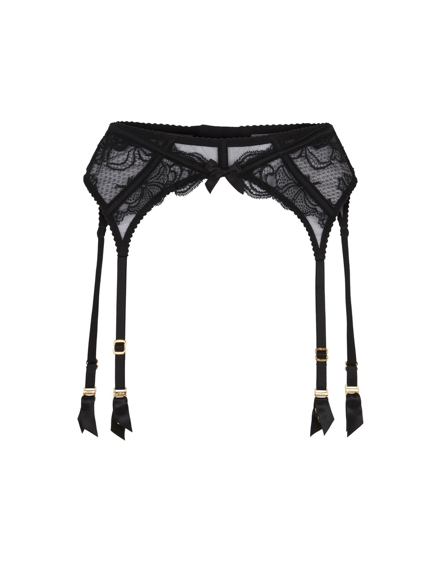 Черный кружевной пояс для чулок Rozlyn