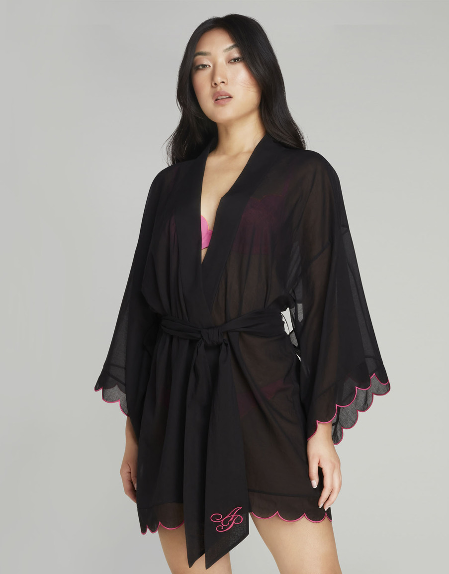 Черный халат-кимоно Lorna
