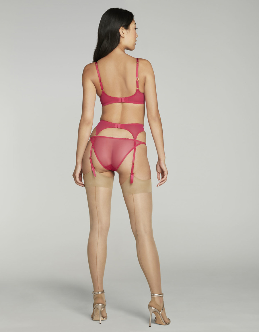 Розовый прозрачный пояс для чулок Fia