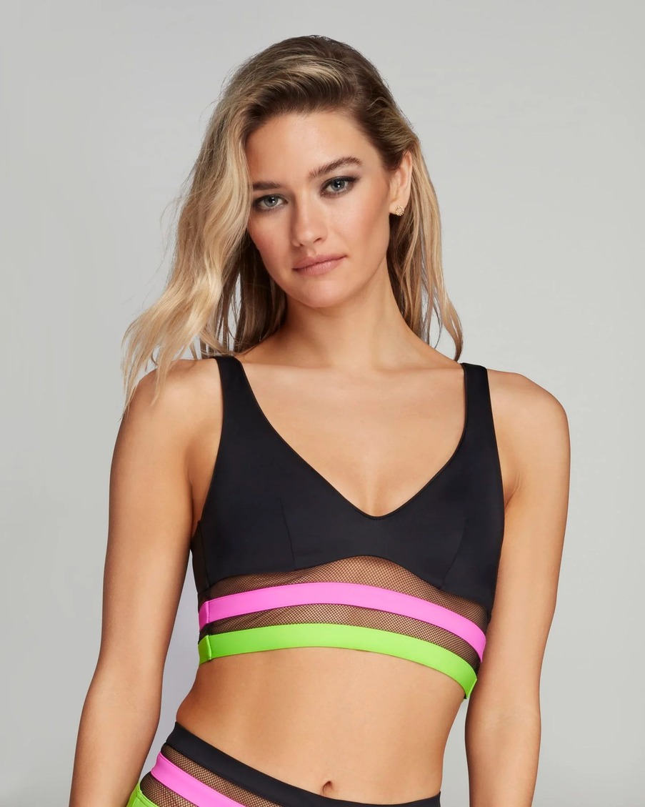 Черно-зеленый топ купальника Zenaya