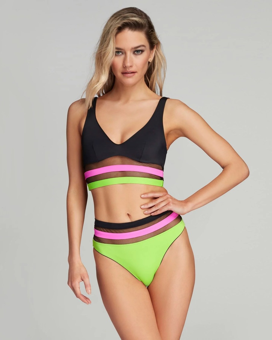 Черно-зеленый топ купальника Zenaya