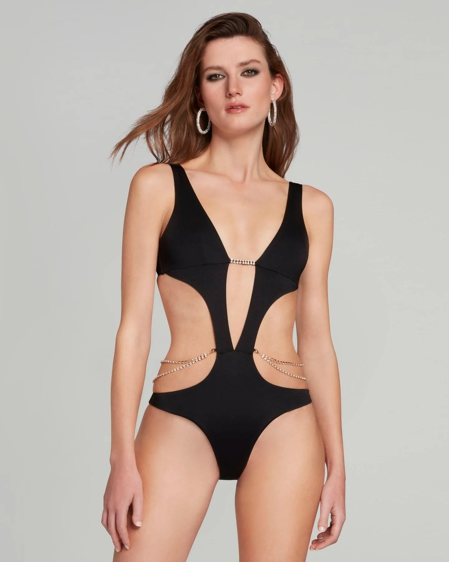 Черный слитный купальник Wilona