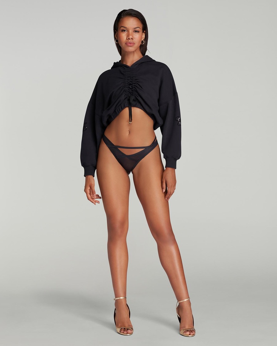 Черное худи на кулиске с пайетками Rayley