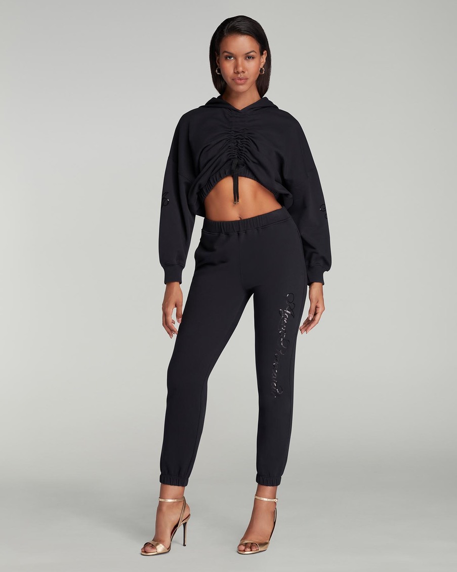 Черное худи на кулиске с пайетками Rayley