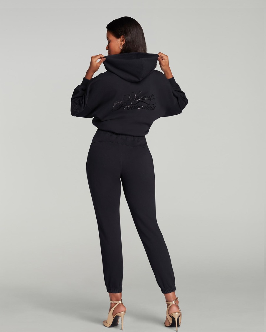 Черное худи на кулиске с пайетками Rayley