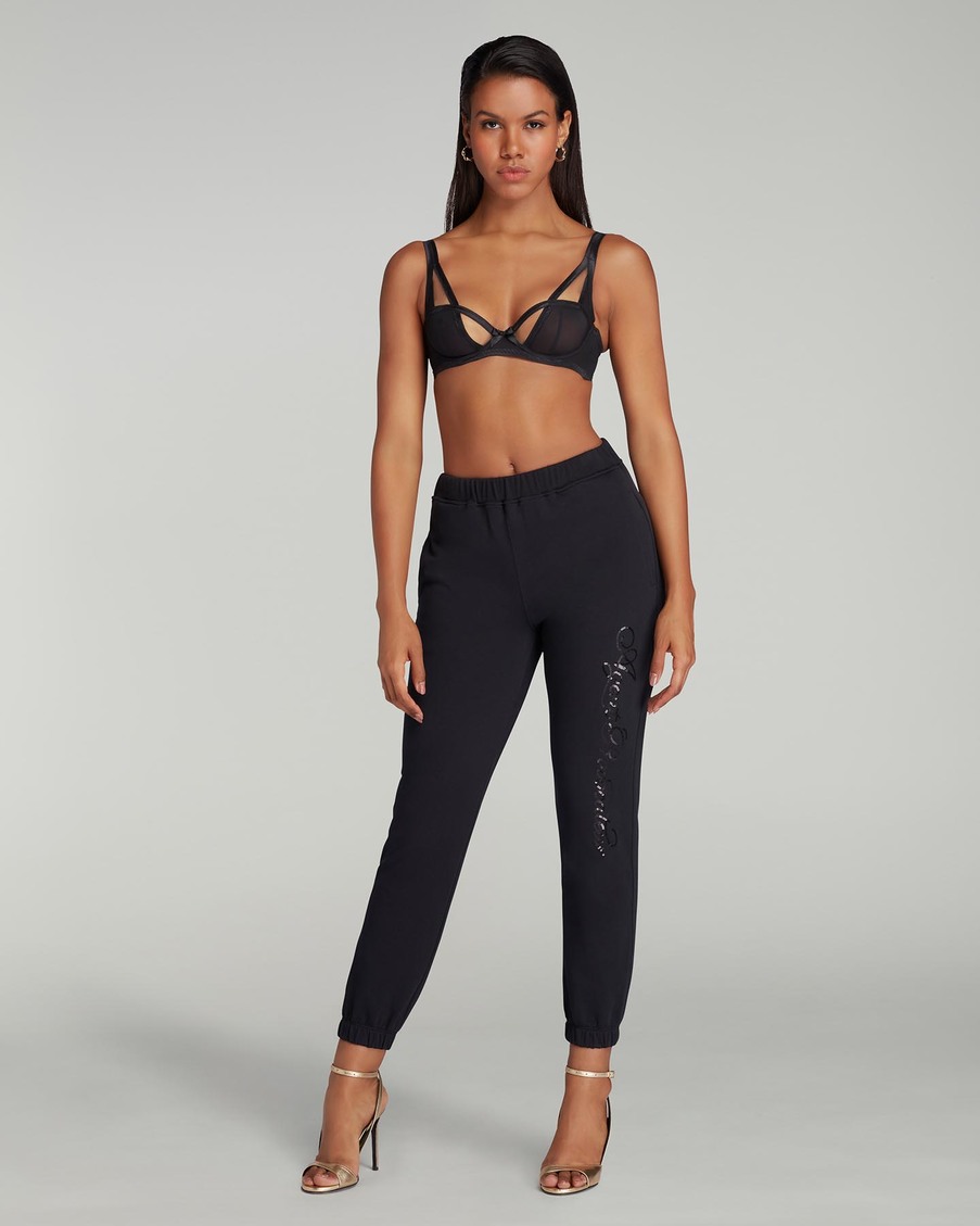 Черные джоггеры с пайетками Rayley