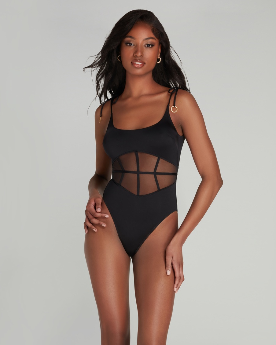 Черный слитный купальник Storme