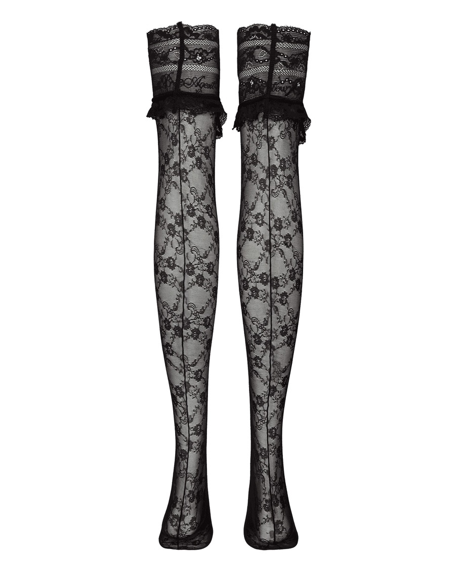 Черные чулки под пояс Joia