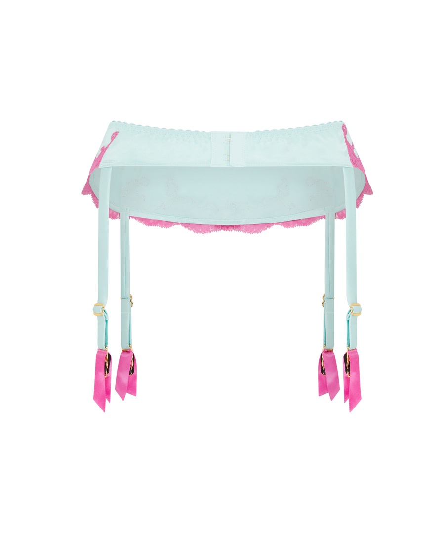 Мятный шелковый пояс для чулок Molly