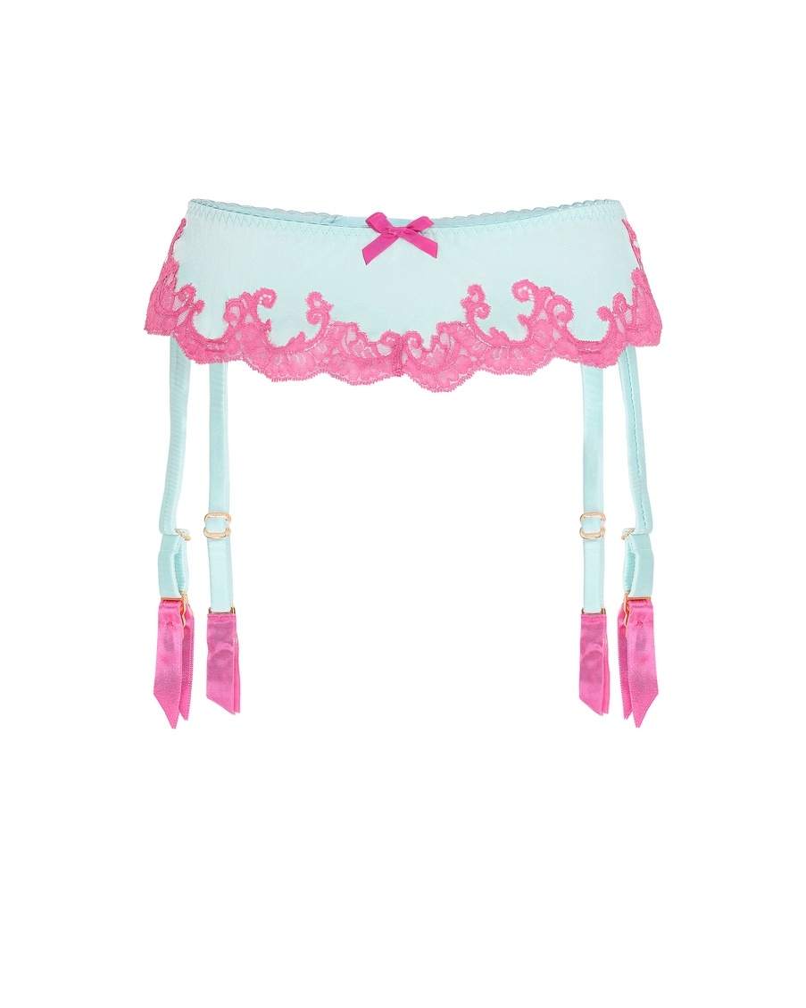 Мятный шелковый пояс для чулок Molly