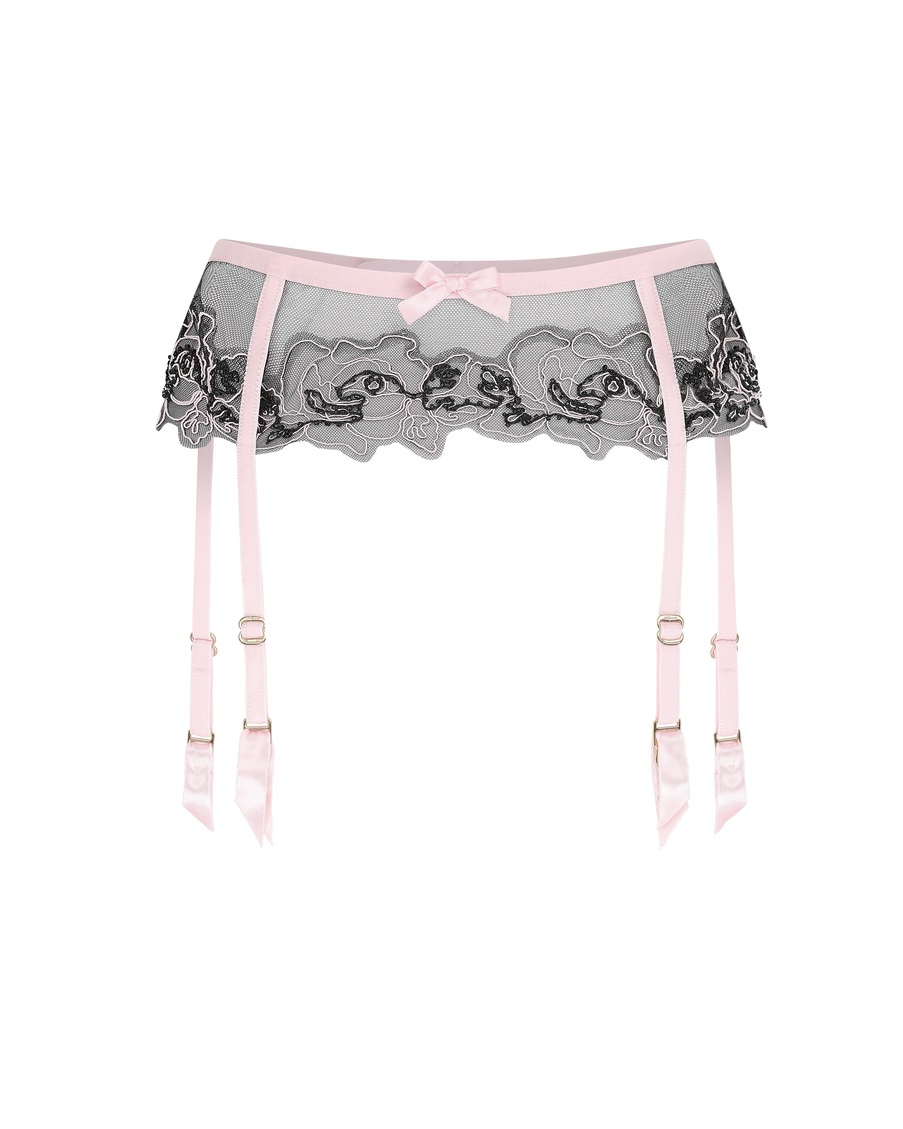 Черно-розовый пояс для чулок Lindie