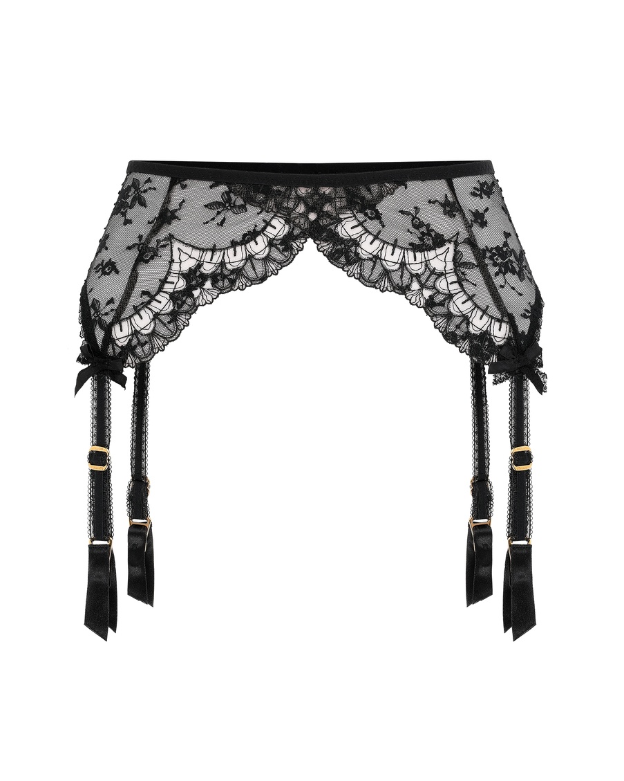 Черный пояс для чулок Floria