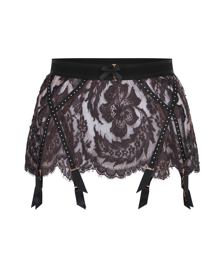 Розово-черный пояс для чулок Temptressa