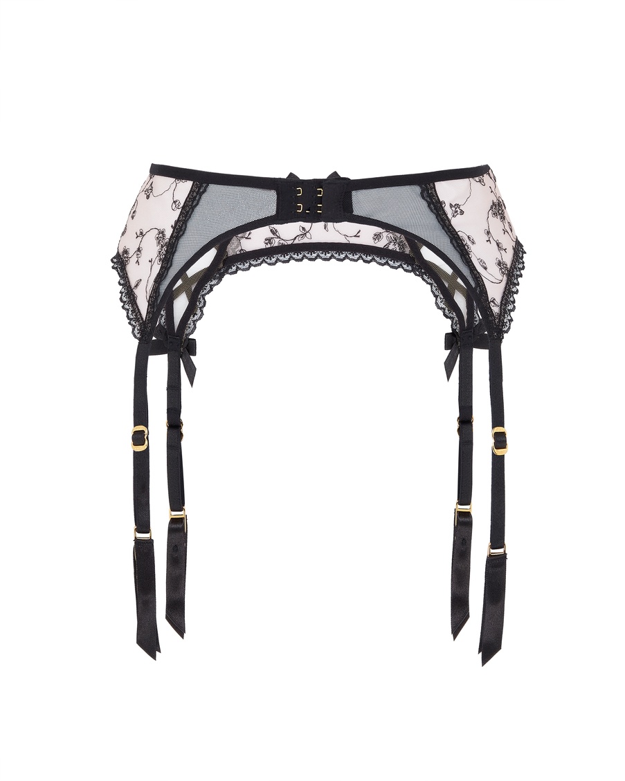 Розово-черный пояс для чулок Rosaleen