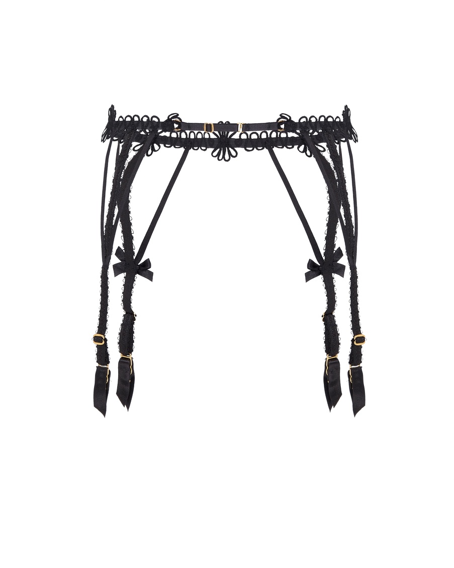 Черный прозрачный пояс для чулок Coletta