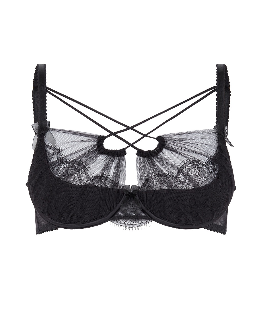 Черный бюстгальтер с декольтированной чашкой Halley