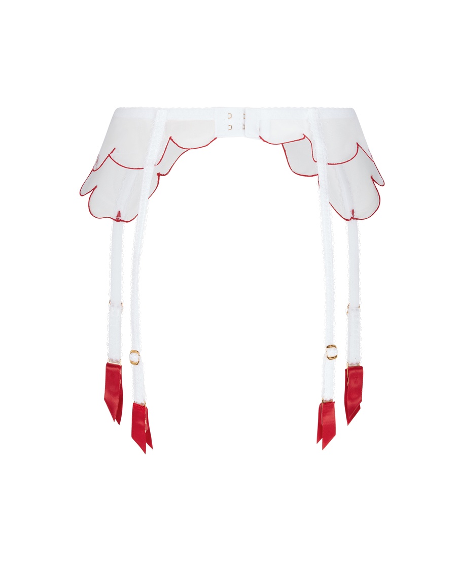 Белый прозрачный пояс для чулок Lorna