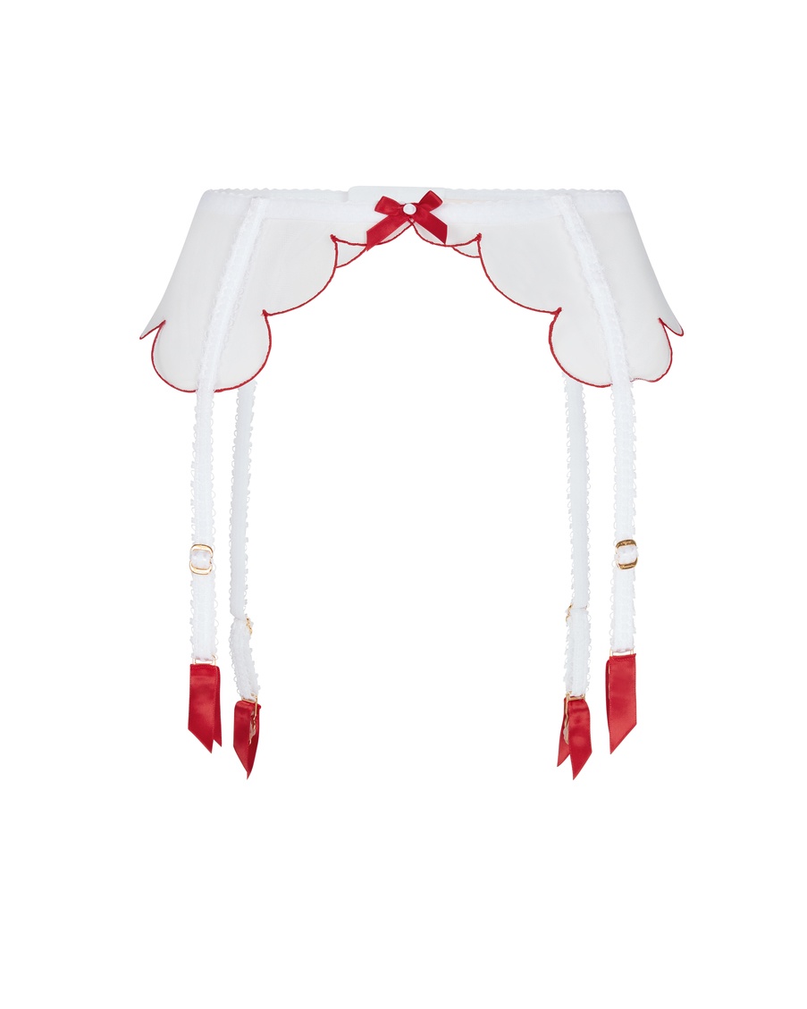 Белый прозрачный пояс для чулок Lorna