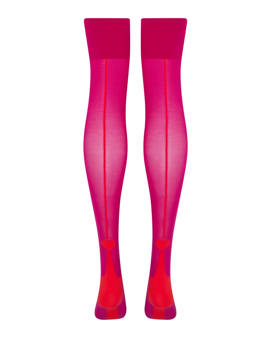 Чулки под пояс цвета фуксия Lea