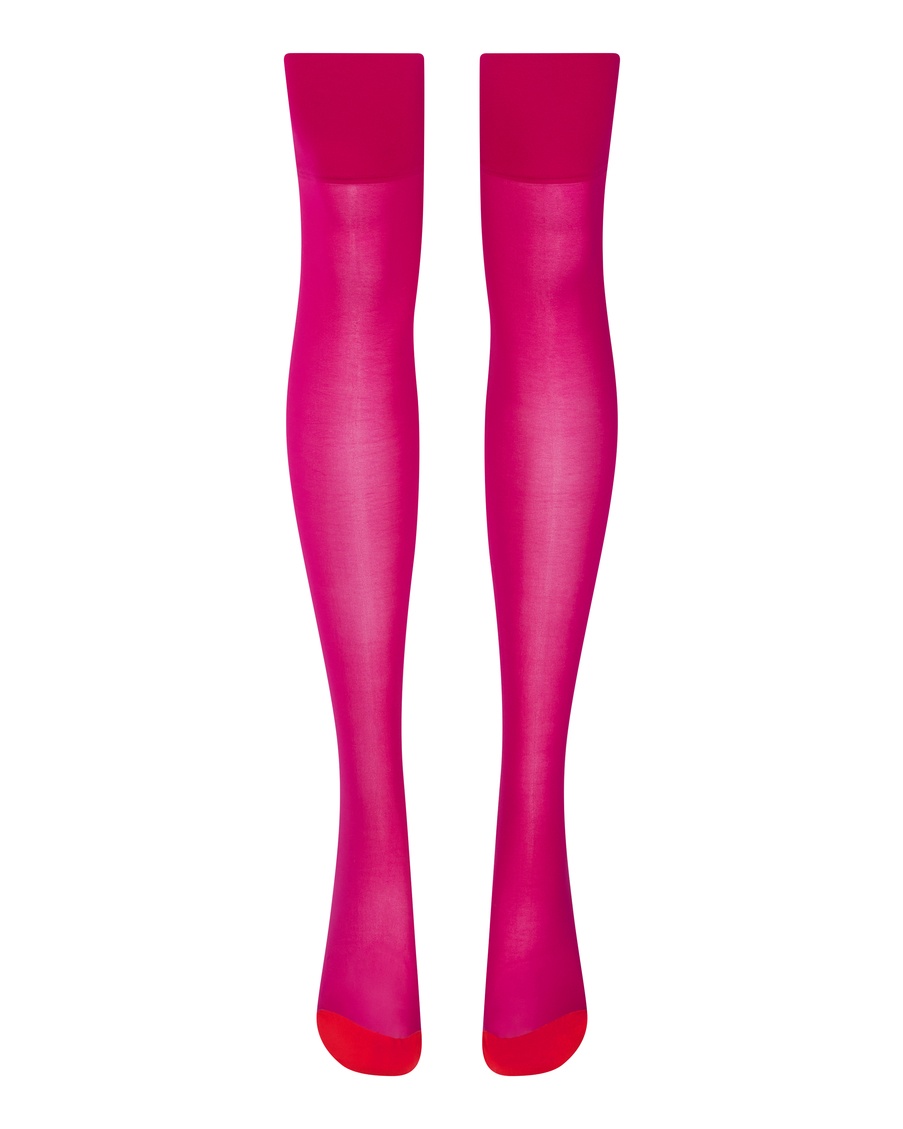 Чулки под пояс цвета фуксия Lea