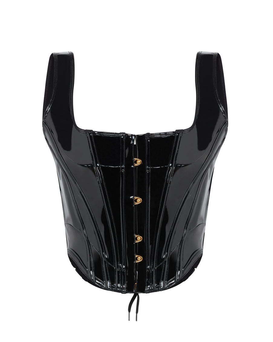 Черный глянцевый корсет Zena