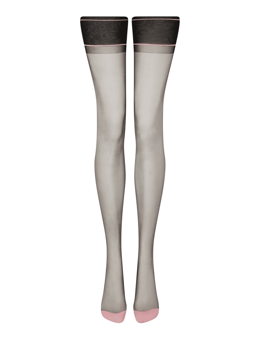 Черные чулки под пояс Gia