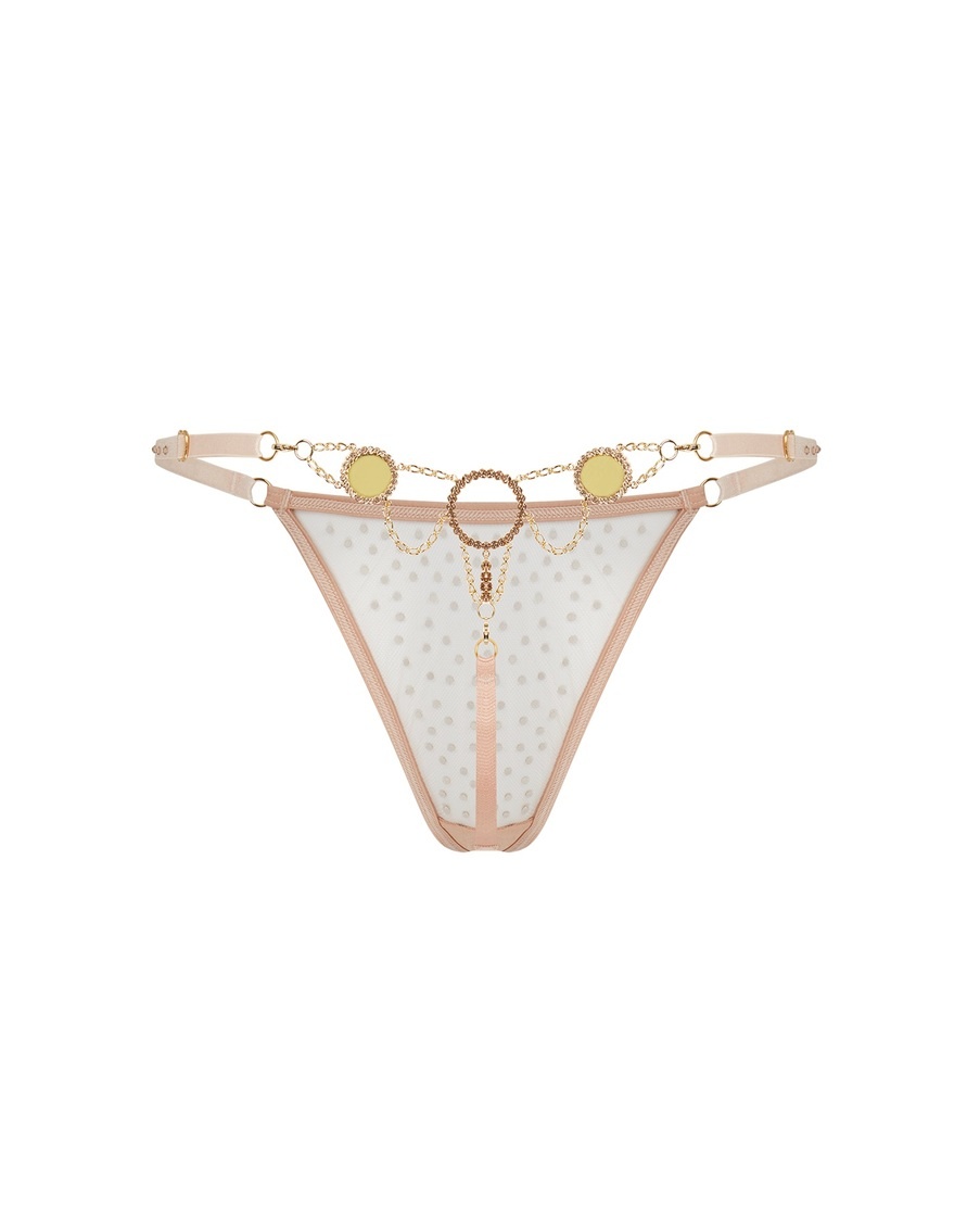 Золотистые трусы стринги Lucia